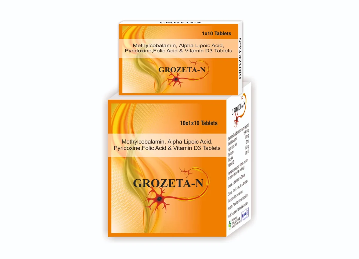 GROZETA-N Tablets — Methylcobalamin, Alpha Lipoic Acid, Pyridoxine, Folic Acid & Vitamin D3 Tablets